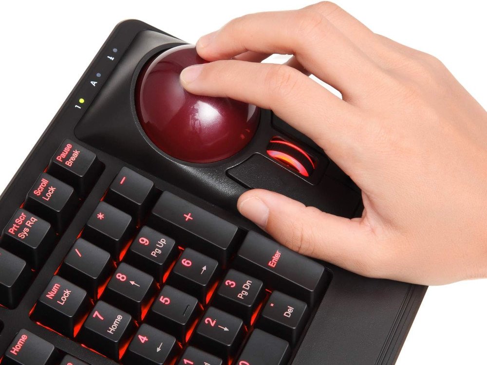 USA rack style RGB hub keyboard with large 55mm trackball scroll