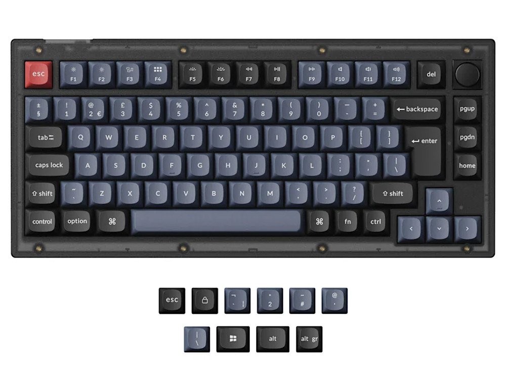V1 frosted black RGB PBT assembled knob keyboard UK large-1
