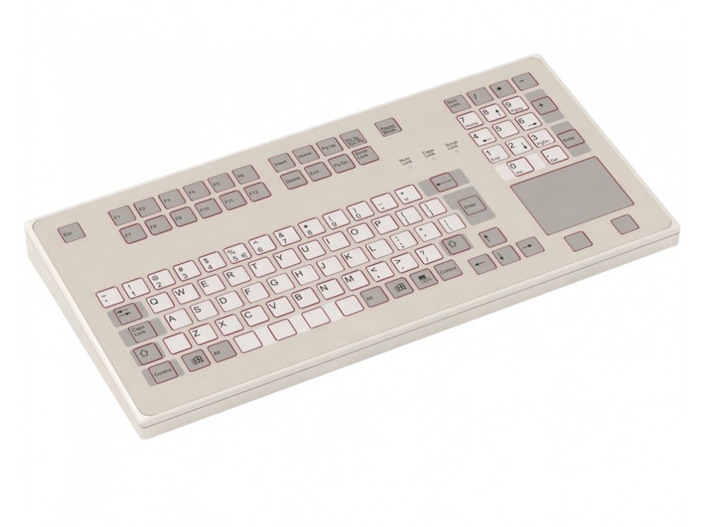 IP65 Sealed keyboard - suitable for rack mounting, with built in Touchpad, PS/2