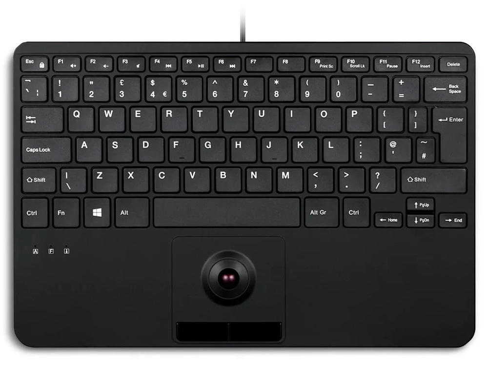 PERIBOARD-526H Wired Mini USB Hub Keyboard with Trackball and Scissor Keys