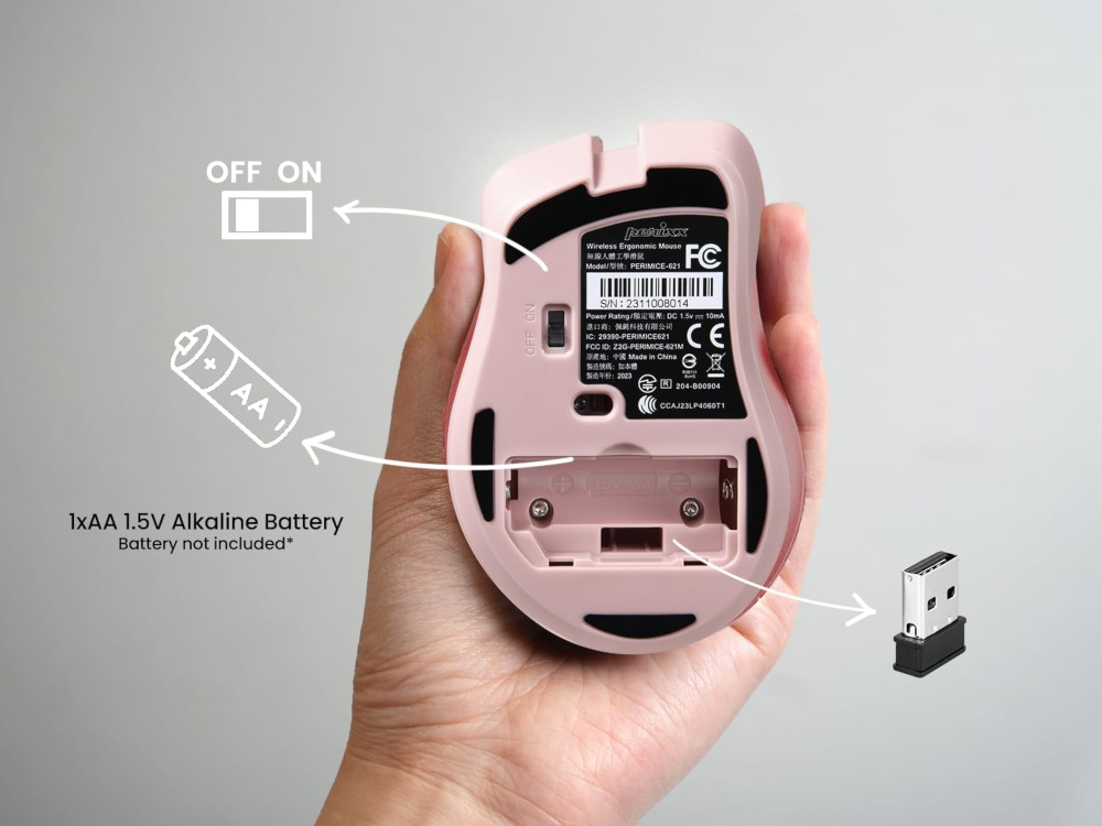 PERIMICE-621-P 02 perimice-621 wireless 2.4g silent mouse pink
