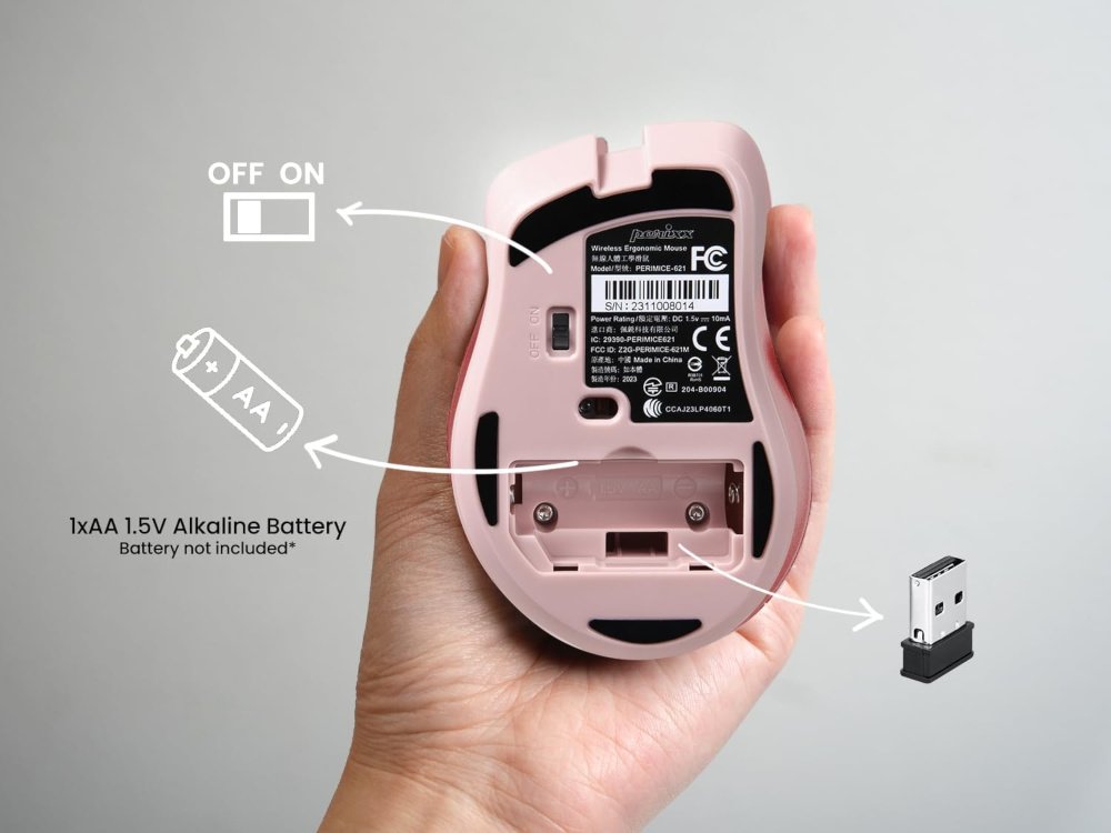 PERIMICE-621-P 02 perimice-621 wireless 2.4g silent mouse pink