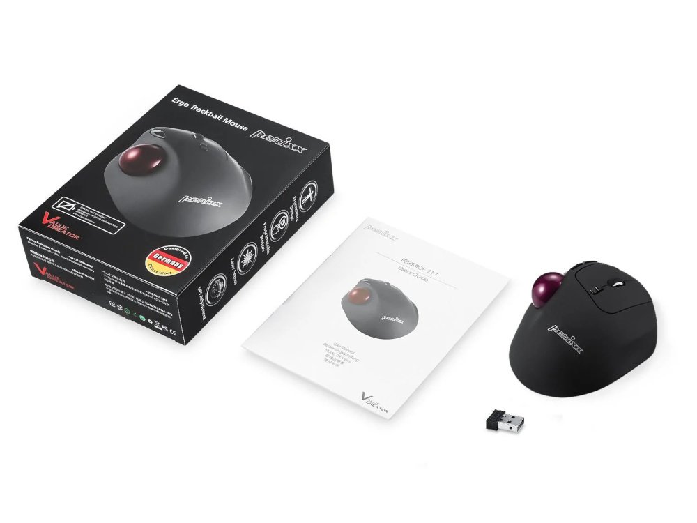 PERIMICE-717 03 wireless 2.4 ghz ergonomic trackball mouse